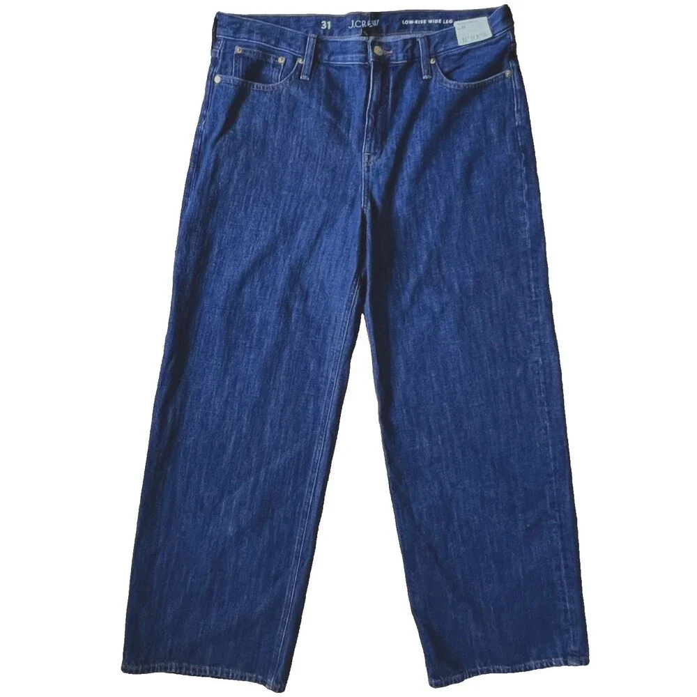 J.Crew Womens Jeans 31 Wide Leg Low Rise Denim 100% Cotton Regina Wash NWT